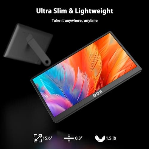 QQH Portable Monitor, 15.6" Portable Travel Monitor for Laptop 1080P FHD IPS Second Screen, Gaming Monitor, USB C HDMI External Monitor Display for Computer Phone PC PS4 PS5 Xbox Switch (Z1-9-G) 8