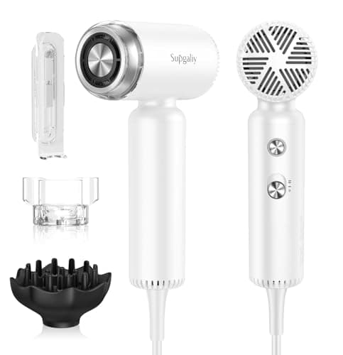 SUPGALIY Hair Dryer - Mini HairDryer, Ionic High-Speed Motor for Fast Drying, Portable Lightweight Blow Dryer, Quiet Blowdryer with Magnetic Curly Diffuser & Concentrator for Home Travel ONLY 110V