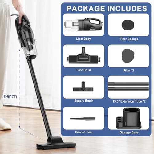 SOWTECH Corded Vacuum Cleaners 20Kpa Powerful Suction Ultra-Light Stick Vacuum for Hard Floor Pet Hair Vacuum 8