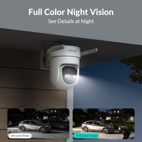 NETVUE Outdoor Wireless Solar Security Camera for Home Security,2K 3MP Surveillance with 360° View, AI Motion Detection, Spotlight Siren, Color Night Vision, Two-Way Audio, Waterproof 5