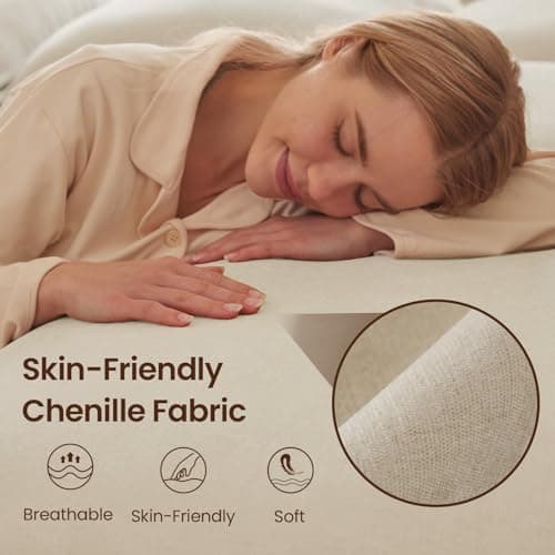 HALLYBEE Modular Sectional Sofa Deep Seat Cloud Couch with Reversible Chaise L Shaped Couch with Padded Armrests Chenille Sectional Sofas for Living Room Apartment Office Beige 7