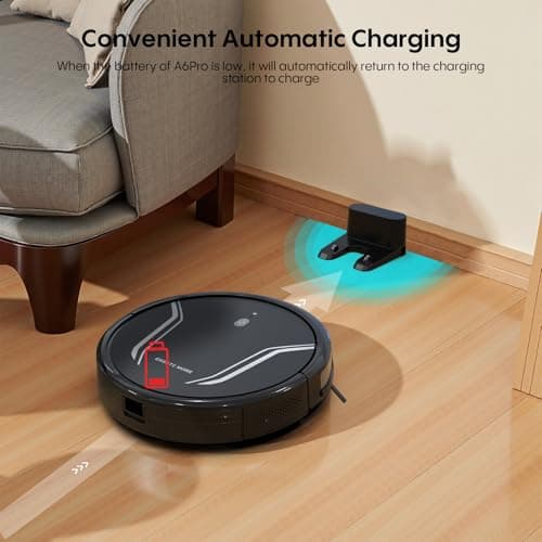Bagotte Robot Vacuum and Mop Combo, 3-in-1 Robotic Vacuum Cleaner, 5000Pa Strong Suction with Auto Recharging,Tangle Free, Timing Function, App/WiFi/Voice/Remote for Hard Floor and Pet Hair 7