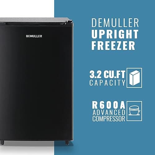 DEMULLER Freezer 3.2 Cu.ft Single Door Freestanding Freezer with Adjustable Thermostat for Kitchen, Apartment, Basement, Dorm, Black 2