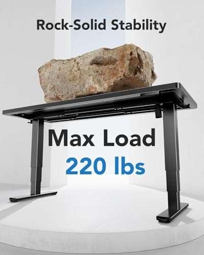 HUANUO 60x30 Inch 3-Stage Legs Electric Standing Desk, Large Height Adjustable Office Desk with Brushless Motor, Stand Up Desk with 4 Memory Presets & 2 Hooks, Computer Desk for Home Office, Black 7