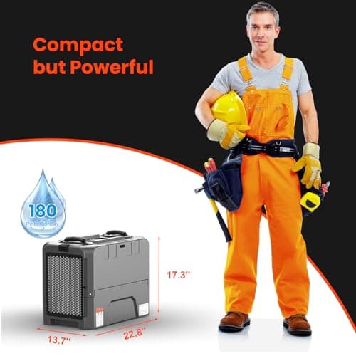 Abestorm LGR85 180 Pints Commercial Dehumidifier with Pump, Industrial Dehumidifiers for Basement Crawl Space Warehouse, Auto Defrosting, Memory Starting, 5 Years Limited Warranty 6
