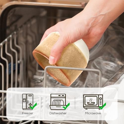 INGOFIN Ceramic Espresso Cup Set - Espresso Cup Set for Coffee and Tea, Espresso Accessories for Espresso Machine, Coffee Mug for Cafe, and Restaurant, Pack of 4, Brown, Microwave & Freezer Safe 3