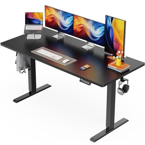 ErGear Electric Standing Desk, 55 x 28 inch Height Adjustable Sit Stand Up Desk, Computer Home Office Desk with 4 Memory Height Buttons, Two Pieces Desktop, Black, EGESD112B