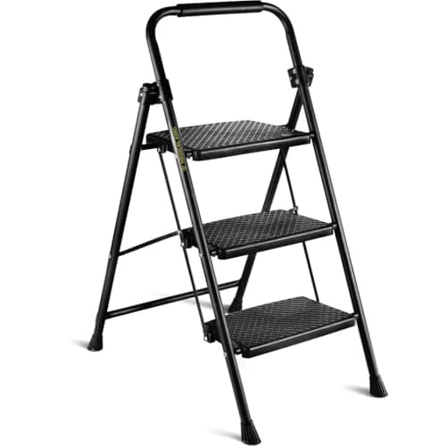 Step Ladder 3 Step Folding Step Stool Step Ladder with Wide Anti-Slip Pedal Step Stool Foldable for Adults Lightweight, Portable Steel Use for Home and Office 8