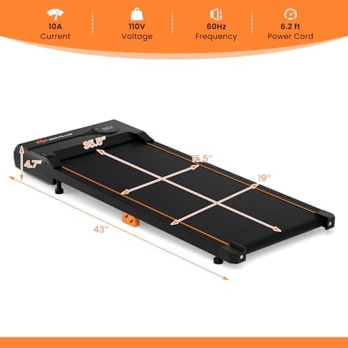 Goplus Walking Pad, 340 LBS Capacity Under Desk Treadmill with Remote Control, LED Display, 12 Preset Programs, Portable Treadmills for Home Small, Office 8