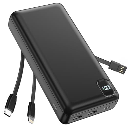 Portable Charger Power Bank 50000mAh Battery Pack, Cell Phone Portable Power Bank Fast Charging, USB-C Battery Bank with Built in Cables, Travel Camping Essential Powerbank for iPhone Android iPad