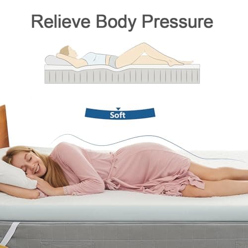 Belffin 3 Inch Gel Memory Foam Mattress Topper Twin XL Size, Dorm Bed Mattress Topper Waterproof for Body Support & Pressure Relief, with Removable Cover, Soft & Breathable, White 5