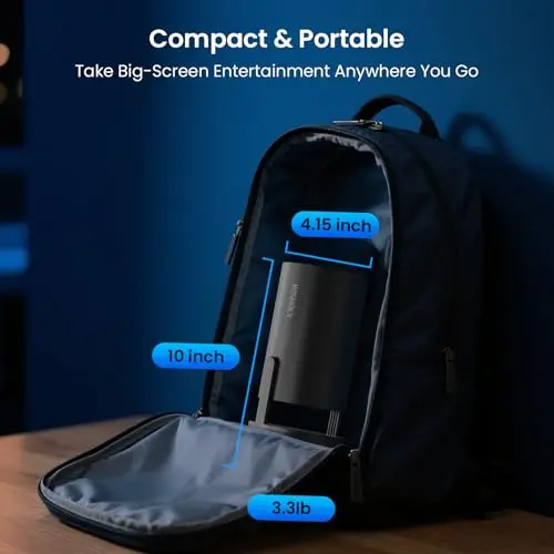 WISHOLY Projector with WiFi and Bluetooth, Mini Portable Projector with Built-in Rechargeable Battery for Outdoor, 1080P Supported, Electric Focus & Auto Keystone, Home Theater with 210° Mount 9