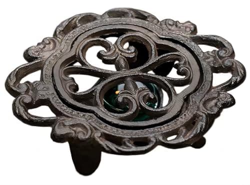 Cast Iron Teapot Warmer, Dish Cups Heater, Heavy Duty and Decorative Candle Holder Stands, 6.1 Inches, Flower-Shaped