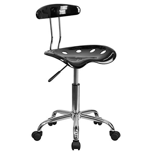 Flash Furniture Elliott Vibrant Black and Chrome Swivel Task Office Chair with Tractor Seat