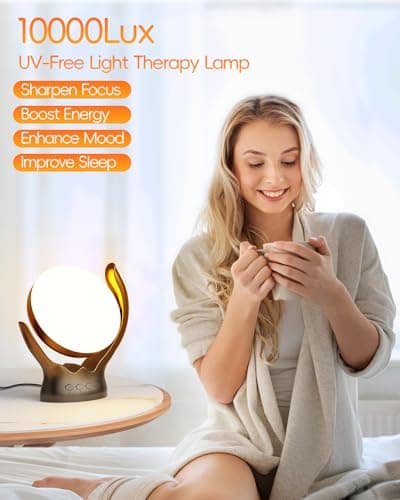 HIBOITEC Light Therapy Lamp, UV-Free 10000 Lux Therapy Light, Rotatable Sunlight Lamp with 3 Color Temperature & 5 Adjustable Brightness Levels & Timer & Memory Function 2