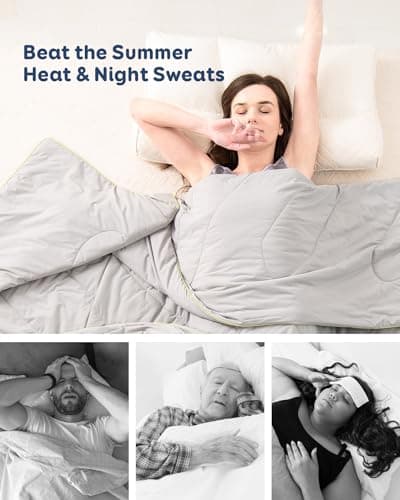 Kivik Ultra-Soft Cooling Comforter，Cooling Blanket Tech for Hot Sleepers，Silk Smooth & Breathable Lightweight Blanket (Light Grey, King Size（90''x104''）) 6