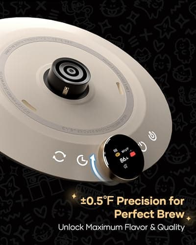 Cocinare Collab Collection Chanior White Gooseneck Electric Kettle, ±0.5℉ Precise Temperature Control for Pour-Over Coffee & Tea, Quick Heating 1500W, Stainless Steel Interior, 0.9L 4