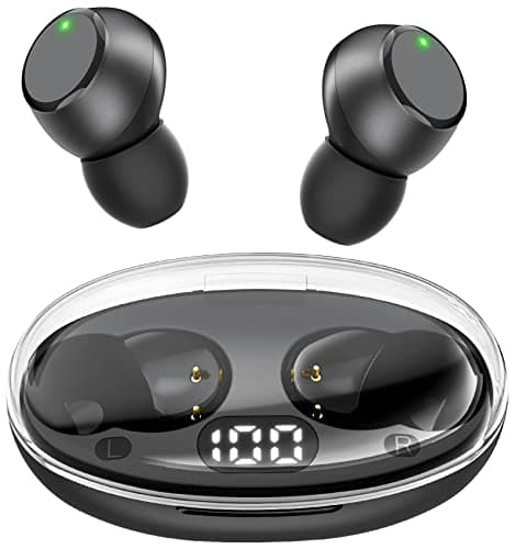 ZINGBIRD Bluetooth 5.0 Headphones Wireless Earbuds Mini Ear Buds Build-in Mic Stereo 35Hrs Playtime in Ear Earphones Immersive Premium Sound IPX5 Waterproof Headset with Charging Case Black