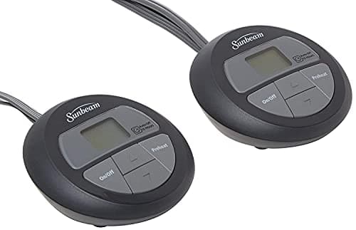 Sunbeam Microplush Queen Electric Heated Blanket with Preheat Feature Two Digital Controller 10-Heat Settings Auto Shut-Off , UL Certified for Safety, Legion Blue, King 7