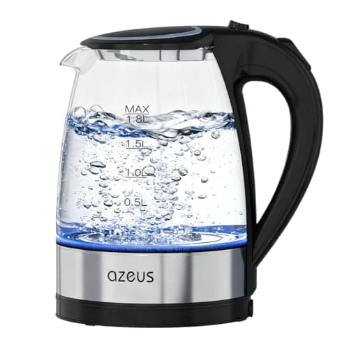 AZEUS Fast Boil Electric Water Kettle, 1.8L Large Capacity with Auto Shut-Off and Boil-Dry Protection, BPA-Free Borosilicate Glass &Stainless Steel