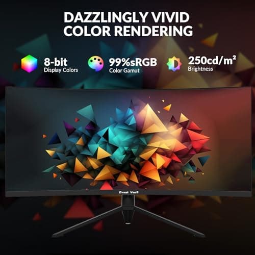 34 Inch Curved Gaming Monitor, 165Hz WQHD 4K( 3440*1440) Computer Monitor,1500R Curved, FreeSync, Support DP/HDMI/USB Ports, 130% sRGB, 4000:1 Contrast Ratio for Home Office & Gaming-Wall Mountable 3