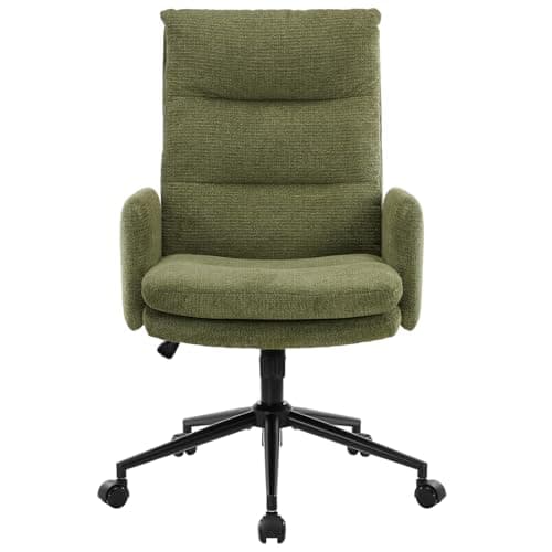 IWMH High-Back Home Office Chair,Upholstered Desk Chair with Armrests,Height Adjustable Armchair with Wheels, Swivel Office Desk Chair, Ergonomic Computer Task Chair, Leisure Armchair Cashmere (Green)