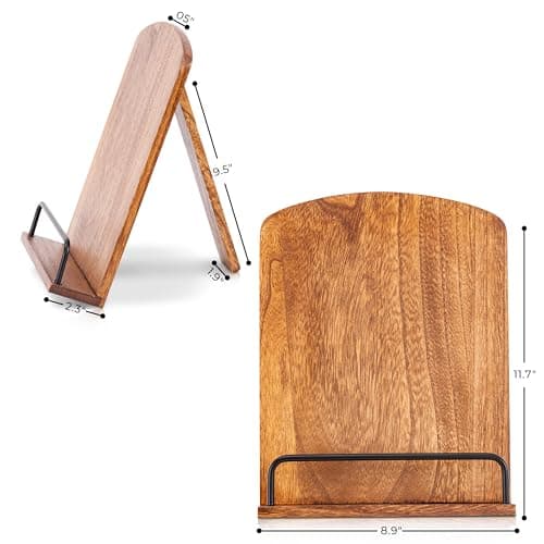 Beautiful Cookbook Stand for Your Kitchen Counter - Solid Wood Stand Easily Keeps Cook or Recipe Books Open for Convenient Cooking - Perfectly Fits Your iPad/Tablet and Enhances Any Kitchen Decor 8
