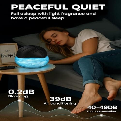 Water-Based Purifier, Water Filter Air Washer For Home and Office - Essential Oil Aroma Diffuser With 7 LED Color Night light - Small Air Cleaner For Smoke and Pets (Black) 8