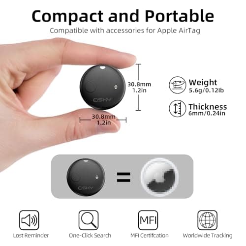 Esky Air Tracker Tags-4 Pack, Bluetooth Smart Luggage Tracker Works with Apple Find My APP (iOS Only, Not for Android), Key Finder and Item Locator for Luggage, Backpack, Suitcases, Wallet 7