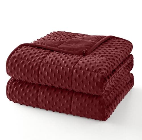 Topcee Weighted Blanket for Adults (20lbs 60"x80"), Minky Dots Heavy Blanket for Woman, Man Sleeping, Soft, Cozy and Cooling Weighted Throw Blankets, Machine Washable, Burgundy