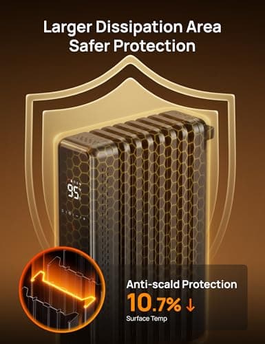 DREO Oil Filled Radiator Heater for Indoor Use, 8 Safety Protection, 1500W Electric Heaters for Large Room, 8 Fins, with Remote, 4 Modes, Digital Thermostat, 24H Timer, Quiet 6