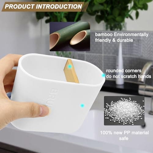 Toothbrush Holder with Bamboo Divider,Detachable for Easy Cleaning Multi-Functional Storage,2 Slots Electric Toothbrush and Toothpaste Organizer Caddy for Bathroom Vanity,Sink,Countertop (White) 5