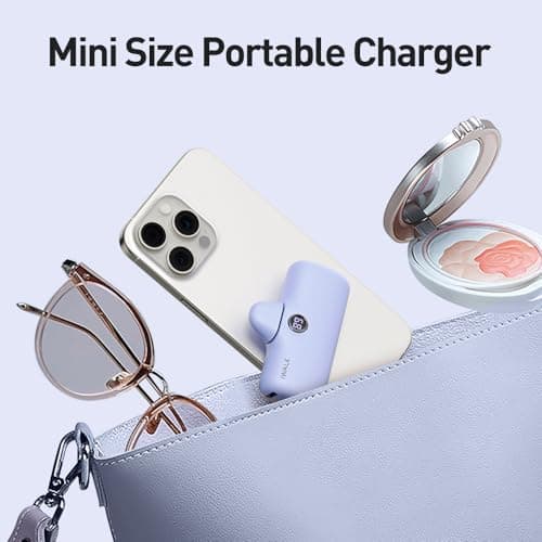 iWALK Small Portable Charger, 4,800mAh 18W PD Fast Charging Power Bank with Built-in USB-C Connector, External Mini Battery Pack for Samsung Galaxy S25/S24/S23, Android, iPhone 15/16/Pro/Max, Purple 6