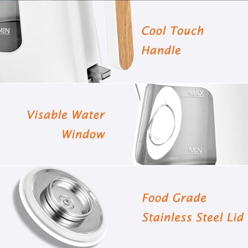 TOPWIT Electric Kettle, 1.0L Electric Tea Kettle with Removable Stainless Steel Infuser, BPA-Free Electric Glass Kettle with Window, Double Wall Water Warmer, Gooseneck, Auto-shut Off, White 6