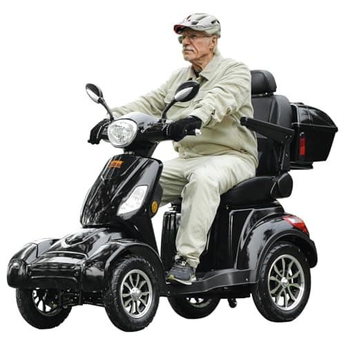 VEVOR Heavy Duty 4-Wheel Mobility Scooters for Seniors & Adults, 500lbs Capacity - 31 Miles 3-Speed Long Range, 800W All Terrain Electric Recreational Scooter Wheelchair with 25° Max Climbing Capacity