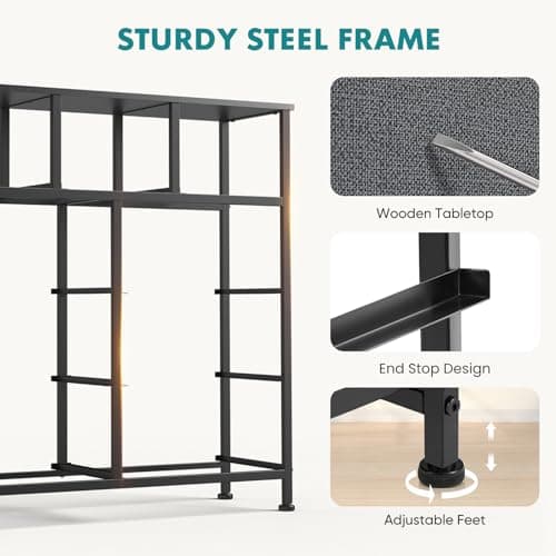 OLIXIS Dresser for Bedroom, 9 Storage Drawers, Wide Fabric Closet Chests Organizer Tower Furniture, TV Stand with Wooden Top Metal Frame for Clothes, Living Room, Hallway, Entryway, Classic Grey 5