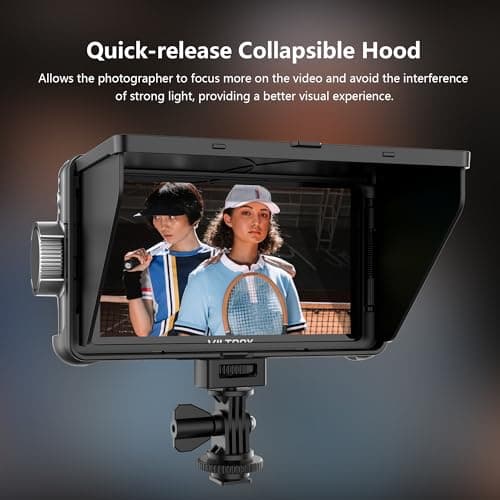 VILTROX DC-550 Lite 5.5" Touchscreen Camera Field Monitor with 3D LUT/Battery/Sunshade Hood, 400Nits 160° Wide View Angle 1920X1080 4K HDMI Input Output Peaking Focus Camera DSLR Field Monitor 7