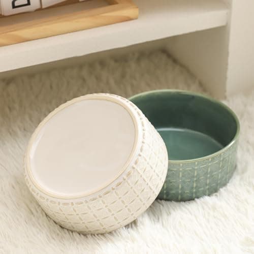 Seyatoo Ceramic Dog Bowl, 6.5 inch Pet Dog Food Bowl Water Bowls, Dogs Dish for Middle and Small Dogs, Puppy, Green 8