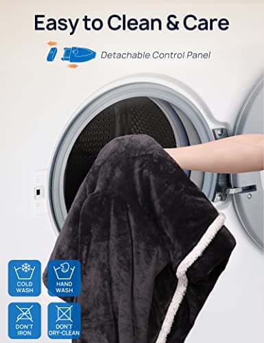 Westinghouse Electric Snuggle Throw Blankets with Foot Pocket, Wearable Heated Blanket with Sleeves, 6 Heating Levels & 2 to 10 Hours Heating Time Settings, 50 * 70"+18", Grey 6