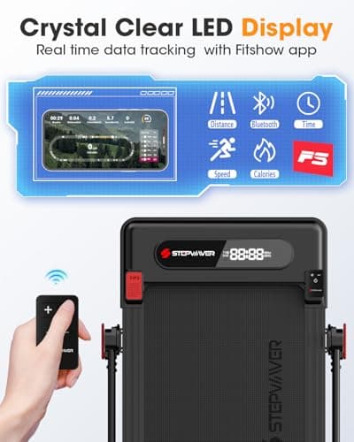 Large Walking Pad with Handle Bar, 17" Widened Running Belt, 15% Incline Treadmill, 4MPH/7.6MPH, 3.0 HP Treadmill with 380lbs Capacity, Remote and App Control 5