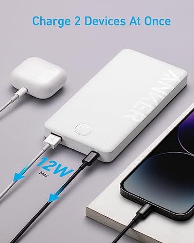 Anker Power Bank, 10,000mAh Portable Charger (PowerCore PIQ), High-Capacity Battery Pack for iPhone 15/15 Plus/15 Pro/15 Pro Max/14/14 Pro/Samsung/Pixel/LG (Cable and Charger Not Included)(White) 6