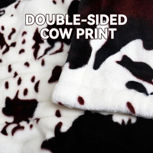 Cow Print Heated Electric Blanket 60" x 50" Soft Western Heating Blanket Cozy Throw Fast Heating 1-12H Auto-Off 5 Heat Level Over-Heat Protection 7