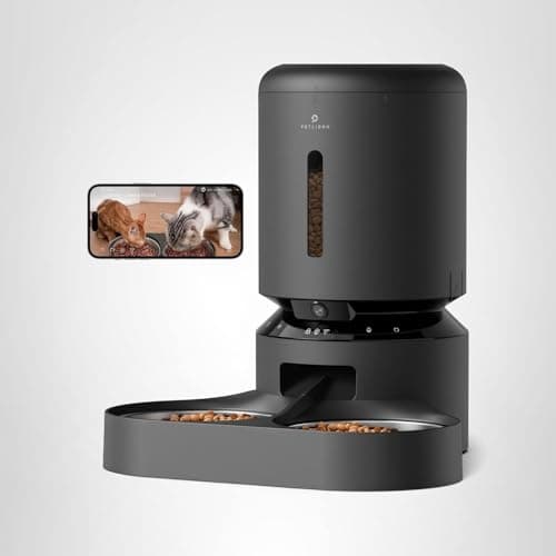 PETLIBRO Automatic Cat Feeder with Camera for Two Cats, 1080P HD Video with Night Vision, 5G WiFi Pet Feeder with 2-Way Audio for Cat & Dog, Low Food & Motion & Sound Alerts, Dual Tray, Black 5L 10