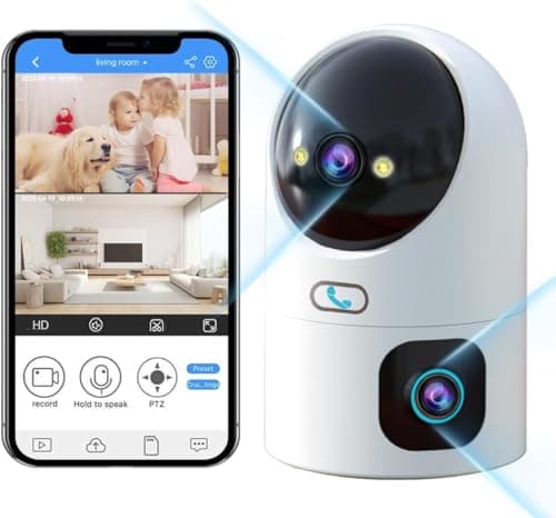 JOOAN Dual 3MP PTZ Security Camera, Dual Indoor Cameras,5G Dual-Band Pet Camera with Color&IR Night Vision,Auto Tracking,Sound Alert, Cloud&SD Card Storage,2-Way Audio,One Touch Call