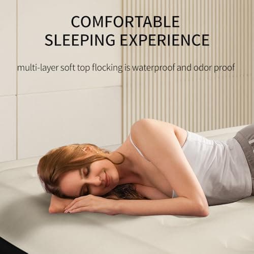 SENNOUL Air Mattress Queen with Built in Pump, Inflatable Mattress Blow Up Mattress 16 Raised Comfort,Upgraded Surface Portable Bed, Air Bed for Home, Guest, Camping, Colchone Inflable, 650 lbs 5