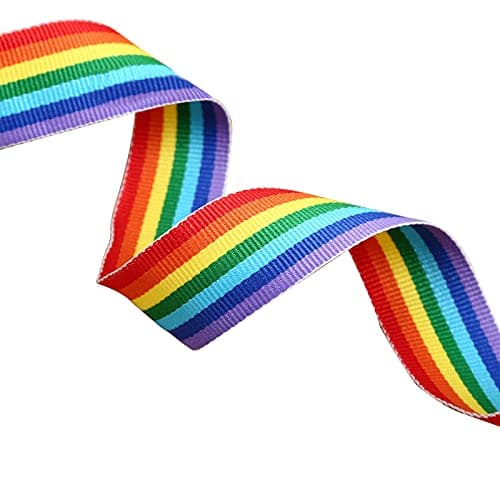 21.88 Yard Rainbow Grosgrain Ribbons Rainbow Double-Sided Polyester 1Inch Wide Ribbon for DIY Handmade Gift for Women Men Birthday Wedding Decoration