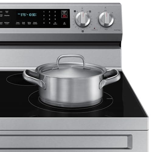 SAMSUNG Smart Freestanding Electric Range 6.3 cu. ft. with Air Fry, Convection+, and Griddle, NE63D6711SR/AA, Stainless Steel 6