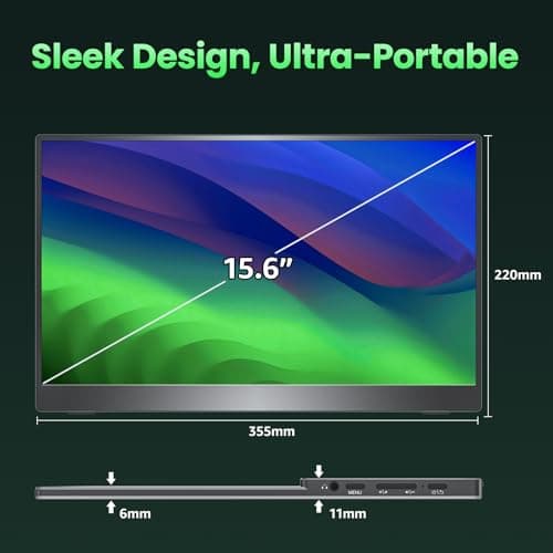 cocopar Portable Monitor IPS Travel Monitor with USB-C HDMI Portable Screen for Laptop MacBook Surface PC PS4/5 External Display with Kickstand, VESA Mountable, 15.6 Inch 9