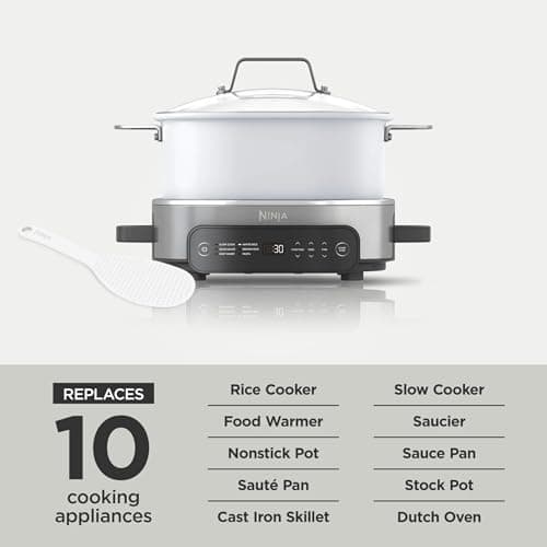 Ninja Foodi 6.5 qt Everyday PossibleCooker, 6-in-1 Functionality, Multi Cooker, Slow Cooker, Stainless Steel/White, MC1100 (Renewed) 9