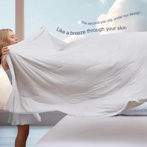 QUTOOL® Cooling Blankets for Hot Sleepers Summer Comforter for Night Sweats Full/Queen Size, Double-Sided Cold Blanket Q-Max>0.4 Tech, All-Season Bedding Lightweight Breathable Comforter Gray 90"x90" 5